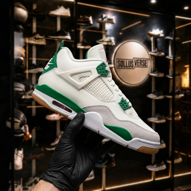 Baskets SB x Air 4 Retro vert pin pour homme