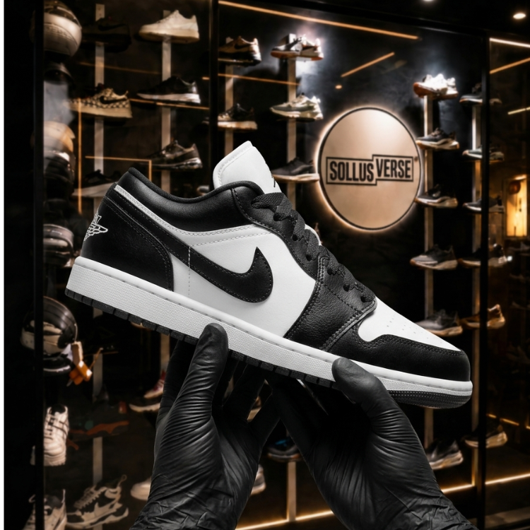 Baskets Air 1 Low Panda pour Femme Blanc Noir