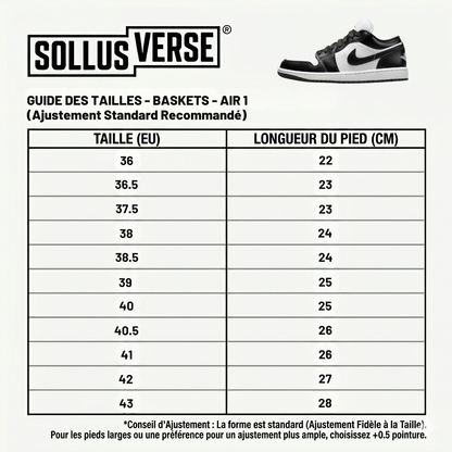 Baskets Air 1 Low Panda pour Femme Blanc Noir